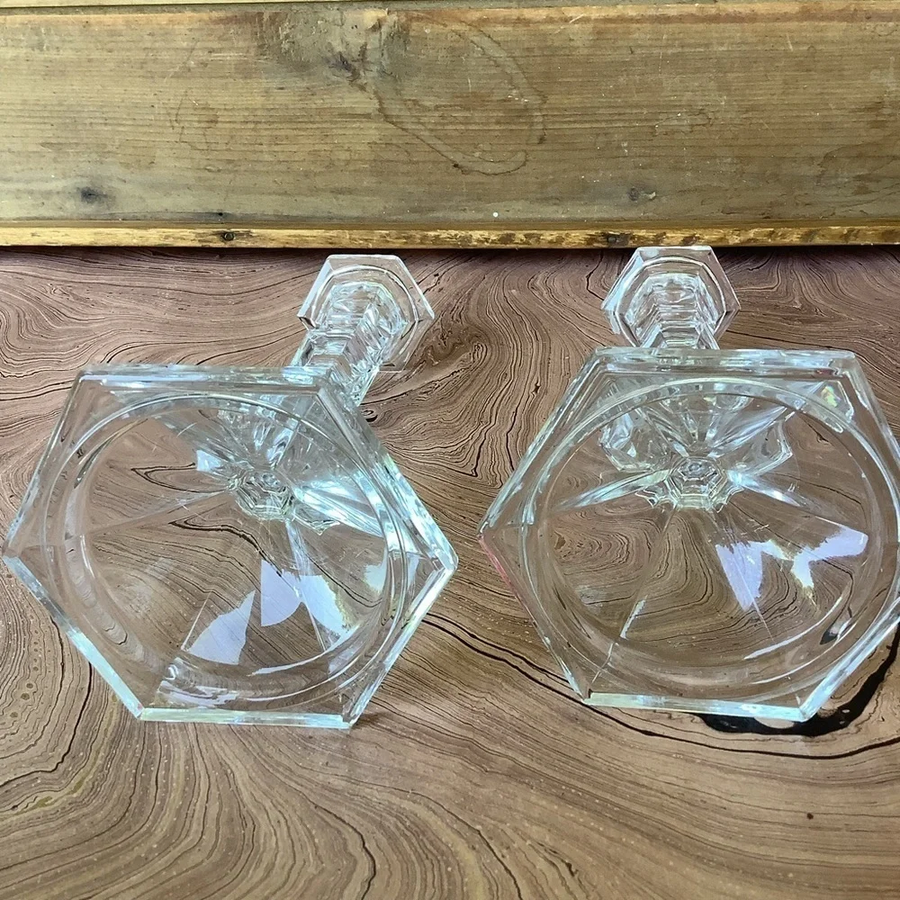 Vintage Set Crystal Candlesticks Candle Holders